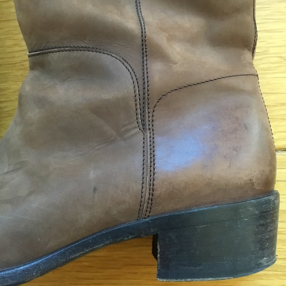 Vintage Salvatore Ferragamo Brown Distressed Leather Tall Riding Boots - Picture 12 of 16